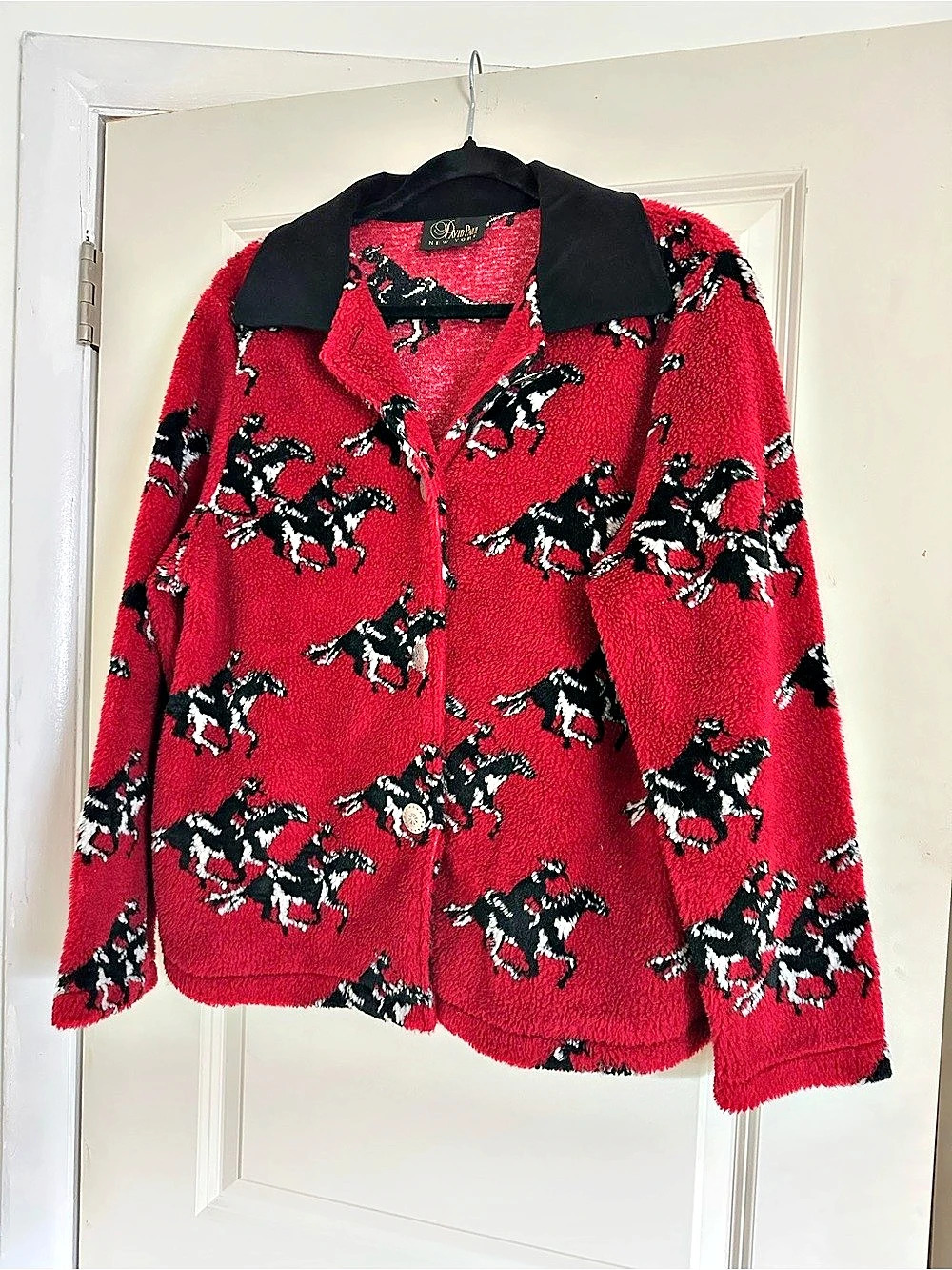 Vintage David Paul New York Women's Red & Black Animal Print Jacket